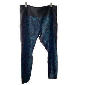 Athleta Frost High Traverse Tight Leggings Abyss Green Floral size 1X